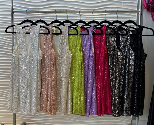 VESTIDO CORTO LENTEJUELA BOTON V15 - Imagen 2